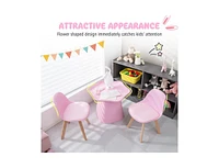 Slickblue Wooden Kids Activity Table and Chairs Set with Padded Seat-Pink