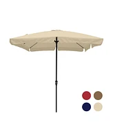 Mondawe 8 ft. x 10 Square Crank Design Skirt with Skylight Outdoor Market Umbrella for Patio Terrace