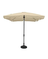 Mondawe 8 ft. x 10 Crank Design Skirt Skylight Bright Outdoor Square Market Umbrella With Base Stand Included