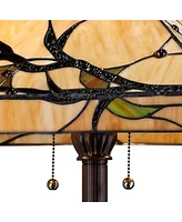 Robert Louis Tiffany Budding Branch Mission Rustic Tiffany Style Floor Lamp Standing 62" Tall Bronze Metal Hand-Crafted Stained Art Glass Shade for Li