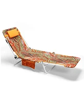 Mondawe Metal Frame Outdoor Chairs Beach Lounge Chair with Footrest and Side Pocket