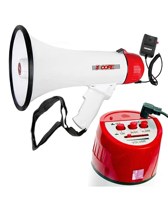 5 Core 50W Megaphone Bullhorn Cheer Bull Horn Speaker Megaphono 300 Meter Range Siren Recording Usb Sd Card Aux Detachable Microphone 20RF