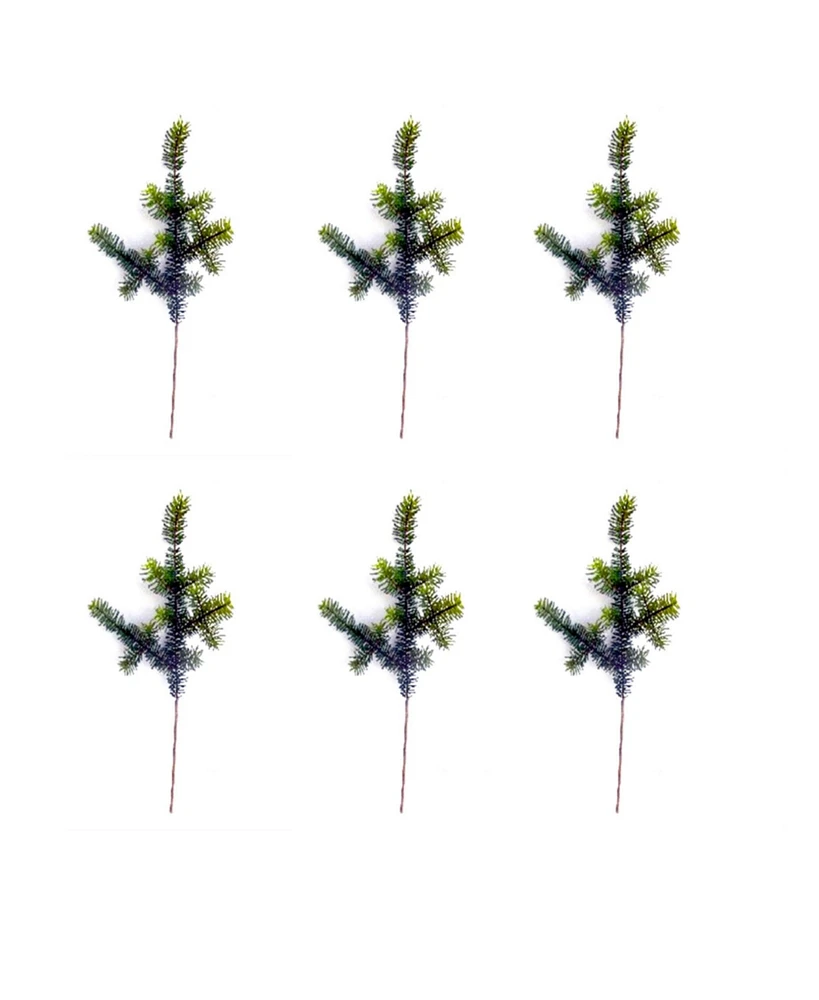 Slickblue Set of 6 Wintry Green Pine Sprays for Seasonal Decoration