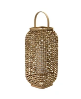 Slickblue Woven Wicker Lantern with Glass Insert