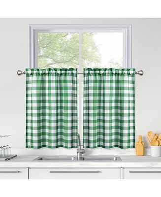 Caromio Buffalo Check Print Kitchen Tier Curtain Pair