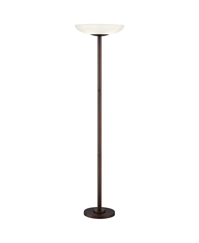 Possini Euro Design Meridian Light Blaster Modern Torchiere Floor Lamp 72" Tall Oiled Rubbed Bronze Frosted Glass Shade Cfl Bulbs for Living Room Read