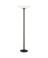 Possini Euro Design Meridian Light Blaster Modern Torchiere Floor Lamp 72" Tall Oiled Rubbed Bronze Frosted Glass Shade Cfl Bulbs for Living Room Read