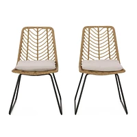 Stylish Wicker Dining Chair Set with Water-Resistant Cushions