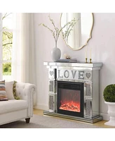 Simplie Fun Exquisite Electric Fireplace with Mirror Finish and Artificial Crystals