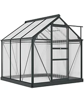 Outsunny 6' x 6' x 7 Greenhouse Aluminum Frame Walk-In Outdoor Plant Garden Polycarbonate