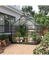 Outsunny 6' x 6' x 7 Greenhouse Aluminum Frame Walk-In Outdoor Plant Garden Polycarbonate