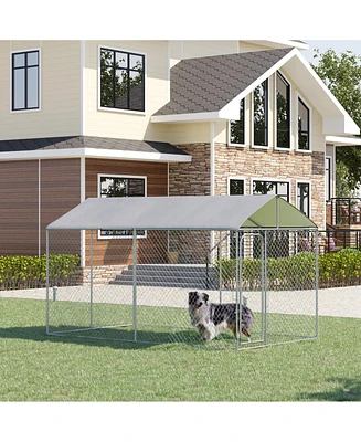 PawHut Dog Kennel Heavy Duty Playpen with Galvanized Steel Secure Lock Mesh Sidewalls and Waterproof Cover for Backyard & Patio, 13' x 7.5' x 7.5'