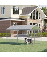 PawHut Dog Kennel Heavy Duty Playpen with Galvanized Steel Secure Lock Mesh Sidewalls and Waterproof Cover for Backyard & Patio, 13' x 7.5' x 7.5'