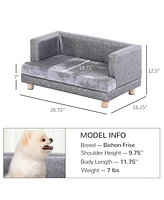 PawHut Dog Bed for Small Dogs with Thick Foam, Small Dog Sofa Bed, Rectangle Modern Furniture for Puppies and Little Breeds, Gray