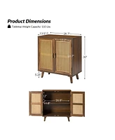Accent Storage Rattan Cabinet Cupboard Console Table for Dining Room