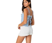 Edikted Women's Billie Open Tie Back Gingham Top