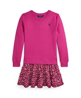 Polo Ralph Lauren Big Girls Floral Woven-Skirt Fleece Dress