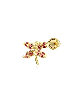 Bling Jewelry Tiny 14K Gold Cubic Zirconia Red Cz Helix Cartilage Ear Lobe Piercing Daith Dragonfly Firefly Butterfly 1 Piece Stud Earring For Women S