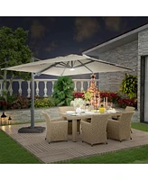 Mondawe 10 ft Cantilever Patio Umbrella with 360 Rotation and Base Weight Included