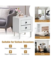 Sugift Multipurpose Retro Bedside Nightstand with 2 Drawers