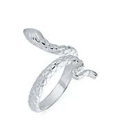 Bling Jewelry Garden Animal Pet Reptile Egyptian Stack Wrap Bypass Coil Serpent Snake Ring Band For Women .925 Sterling Silver