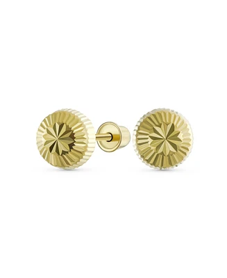 Bling Jewelry Simple Classic Small10K Yellow Gold Round Half Button Dome Star Brust Stud Earrings 6MM For Women