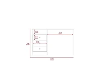 Fm Furniture Naples Computer Desk with Three Drawers and Open Storage Cabinet