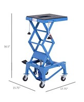 Durhand 300 lbs Hydraulic Motorcycle Scissor Jack Lift Foot Step Wheels, 17.75 in x 36.5 in, Blue