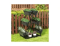 Slickblue 3-Tier Vertical Raised Garden Bed with 4 Wheels and 6 Container Boxes-Black