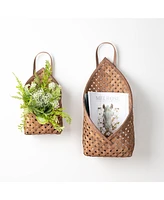 Slickblue Woven Wicker Basket Wall Pocket (Set of 2)