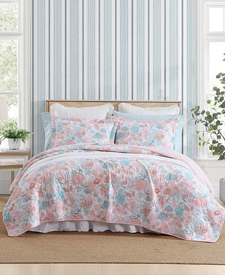 Laura Ashley Swimtime Reversible 3 Piece Quilt Set, King