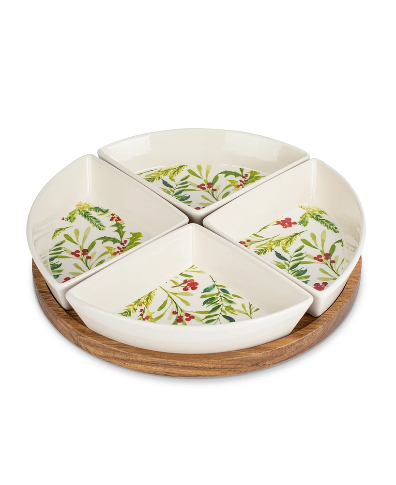 Thirstystone Holly Berry Lazy Susan,set of 5