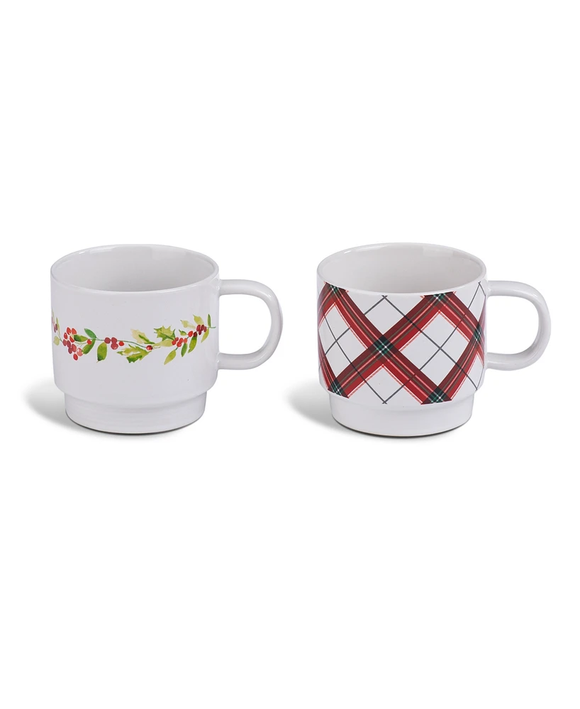 Thirstystone Stackable Mugs with Christmas Trees, Set of 2