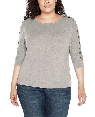 Belldini Plus Size Grommet Dolman Sleeve Top