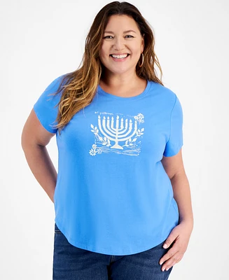 Style & Co Plus Whimsy Graphic Scoop-Neck T-Shirt, Created for Macy's