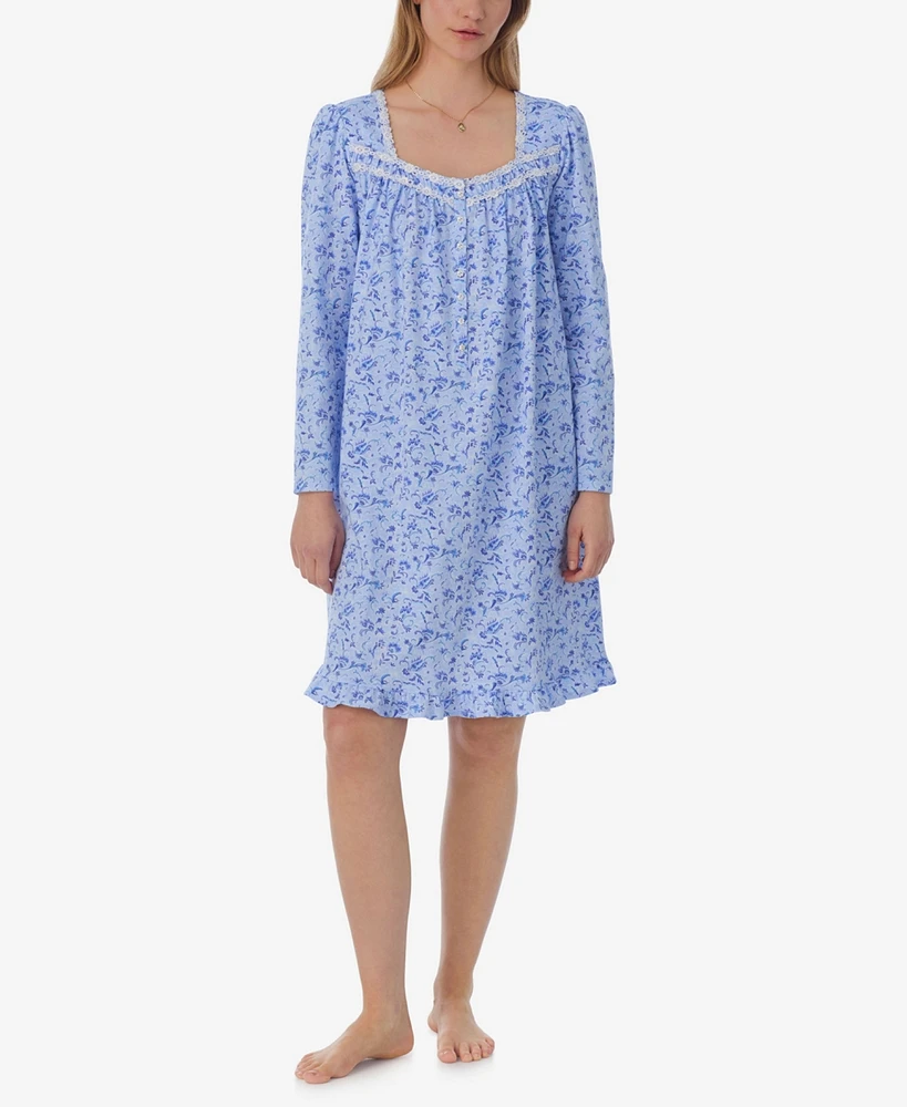 Eileen West Women's Cotton Floral Lace-Trim Nightgown