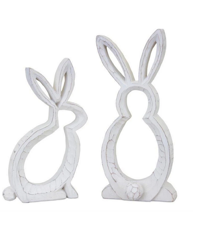 Slickblue Carved Stone Bunny Outline Decor (Set of 2)