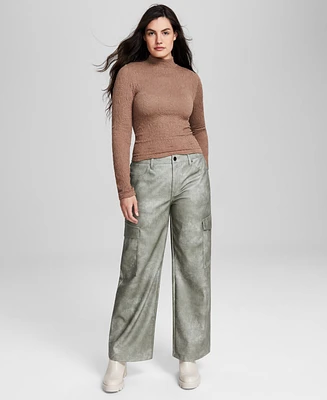 And Now This Women's Faux-Leather High-Rise Cargo Pants, Created for Macy's