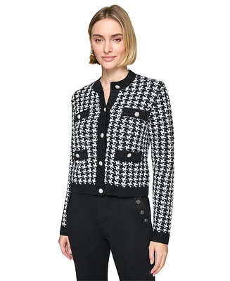 Karl Lagerfeld Paris Women's Houndstooth Cardigan