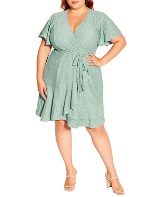 City Chic Plus Size Sweet Love Lace Mini Dress