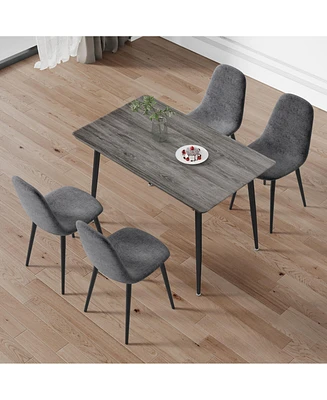 Simplie Fun Sturdy Mdf Dining Table with 4 Cushioned Medieval-Style Side Chairs