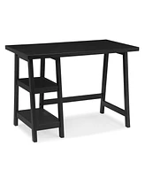 Simplie Fun Contemporary Wood Writing Desk with Storage