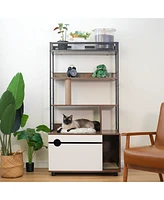 Streamdale Furniture Multi-Functional Stylish Cat Cabinet with Litter Box, Scratching Post, Storage