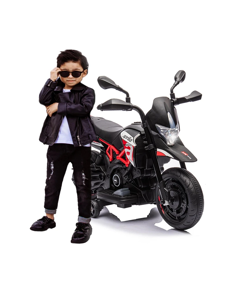 Simplie Fun Aprilia Licensed Kids Electric Riding Motorcycle with Training Wheels, Stable Construction