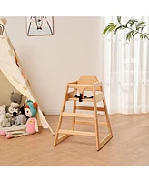 Simplie Fun Sturdy Pine Wood Baby Chair with Adjustable Safety Straps