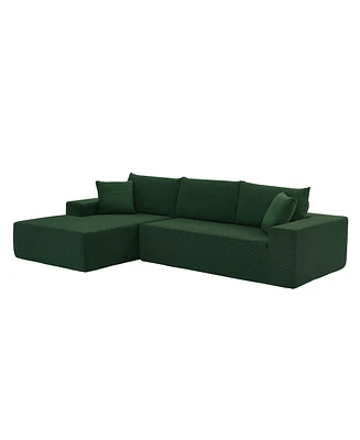 Simplie Fun Modular Sectional Sofa Set 2-Piece L-Shape Couch with Corduroy Upholstery