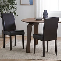 Streamdale Furniture Sleek Bonded Leather Dining Chairs with Dark Stained Legs (Set of 2)