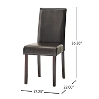 Simplie Fun Sleek Bonded Leather Dining Chairs with Dark Stained Legs (Set of 2)