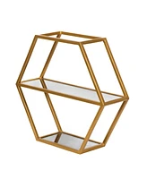 Streamdale Furniture Hexagonal Glass Shelf with Metallic Accents for Modern Glam Decor