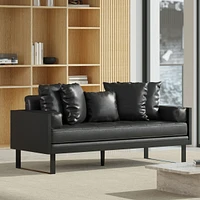 Streamdale Furniture Contemporary Faux Leather Loveseat with Accent Pillows